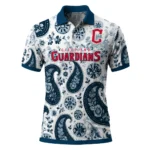 Cleveland Guardians Polo Shirt Custom Paisley Florals Navy Blue White Best Selling