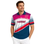 Cleveland Guardians Polo Shirt Custom Slanted Stripes Navy Blue White Best Selling