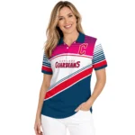 Cleveland Guardians Polo Shirt Custom Slanted Stripes Navy Blue White Best Selling