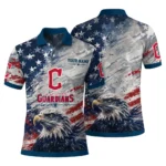Cleveland Guardians Polo Shirt Custom Star Brushstrokes Navy Blue Best Selling