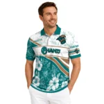 Coastal Carolina Chanticleers Polo Shirt Personalized Floral Angles Green White Best Selling