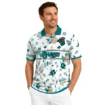 Coastal Carolina Chanticleers Polo Shirt Personalized Floral Pinstripe Green White Best Selling