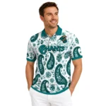 Coastal Carolina Chanticleers Polo Shirt Personalized Paisley Florals Green White Best Selling