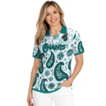 Coastal Carolina Chanticleers Polo Shirt Personalized Paisley Florals Green White Best Selling