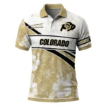 Colorado Buffaloes Polo Shirt Customized Floral Angles Gold White Best Selling