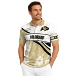 Colorado Buffaloes Polo Shirt Customized Floral Angles Gold White Best Selling