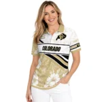 Colorado Buffaloes Polo Shirt Customized Floral Angles Gold White Best Selling