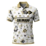 Colorado Buffaloes Polo Shirt Customized Floral Pinstripe Gold White Best Selling