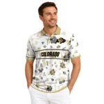 Colorado Buffaloes Polo Shirt Customized Floral Pinstripe Gold White Best Selling
