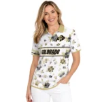 Colorado Buffaloes Polo Shirt Customized Floral Pinstripe Gold White Best Selling