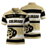 Colorado Buffaloes Polo Shirt Customized Horizontal Blocks Gold Best Selling