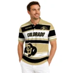 Colorado Buffaloes Polo Shirt Customized Horizontal Blocks Gold Best Selling