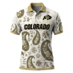 Colorado Buffaloes Polo Shirt Customized Paisley Florals Gold White Best Selling