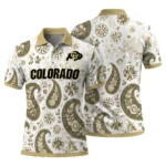 Colorado Buffaloes Polo Shirt Customized Paisley Florals Gold White Best Selling