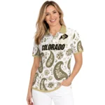 Colorado Buffaloes Polo Shirt Customized Paisley Florals Gold White Best Selling