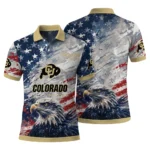 Colorado Buffaloes Polo Shirt Customized Star Brushstrokes Gold Blue Best Selling
