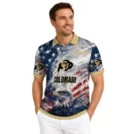Colorado Buffaloes Polo Shirt Customized Star Brushstrokes Gold Blue Best Selling