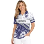 Colorado Rockies Polo Shirt Customized Floral Angles Blue White Best Selling