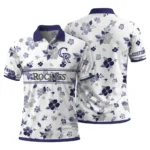 Colorado Rockies Polo Shirt Customized Floral Pinstripe Blue White Best Selling