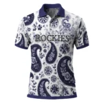 Colorado Rockies Polo Shirt Customized Paisley Florals Blue White Best Selling