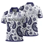 Colorado Rockies Polo Shirt Customized Paisley Florals Blue White Best Selling