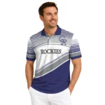 Colorado Rockies Polo Shirt Customized Slanted Stripes Blue White Best Selling