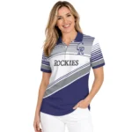 Colorado Rockies Polo Shirt Customized Slanted Stripes Blue White Best Selling