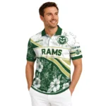 Colorado State Rams Polo Shirt Personalized Floral Angles Green White Best Selling