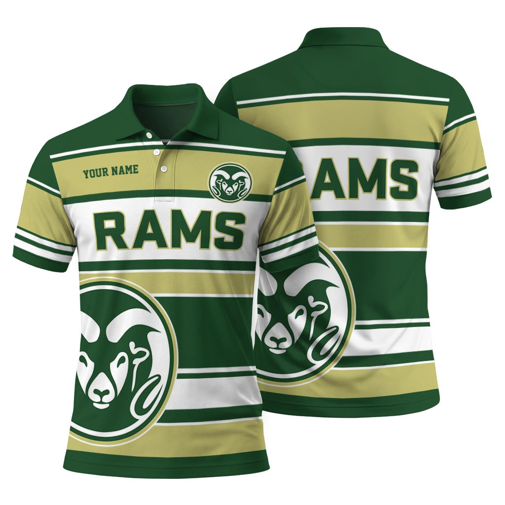 Colorado State Rams Polo Shirt Personalized Horizontal Blocks Green Fashion Forward Colorado State Rams Polo Shirt Personalized Horizontal Blocks Green Fashion Forward