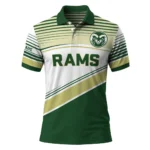 Colorado State Rams Polo Shirt Personalized Slanted Stripes Green White Best Selling