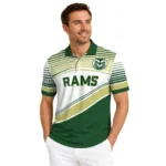 Colorado State Rams Polo Shirt Personalized Slanted Stripes Green White Best Selling