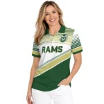 Colorado State Rams Polo Shirt Personalized Slanted Stripes Green White Best Selling