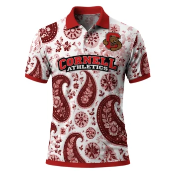 Cornell Big Red Polo Shirt Customized Paisley Florals Red White Best Selling