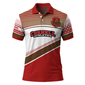 Cornell Big Red Polo Shirt Customized Slanted Stripes Red White Best Selling