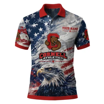 Cornell Big Red Polo Shirt Customized Star Brushstrokes Red Blue Best Selling