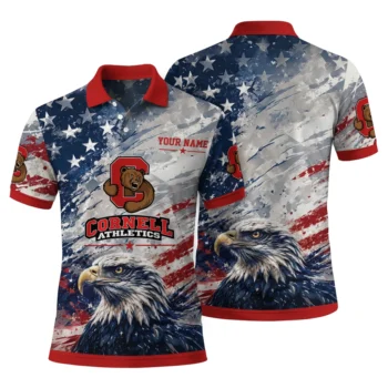 Cornell Big Red Polo Shirt Customized Star Brushstrokes Red Blue Fashion Forward