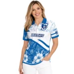 Creighton Bluejays Polo Shirt Custom Floral Angles Blue White Best Selling