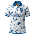 Creighton Bluejays Polo Shirt Custom Floral Pinstripe Blue White Best Selling