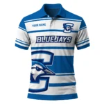 Creighton Bluejays Polo Shirt Custom Horizontal Blocks Blue Best Selling