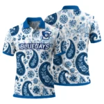 Creighton Bluejays Polo Shirt Custom Paisley Florals Blue White Best Selling