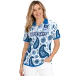 Creighton Bluejays Polo Shirt Custom Paisley Florals Blue White Best Selling