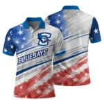 Creighton Bluejays Polo Shirt Custom Star Stripes Red Blue Best Selling