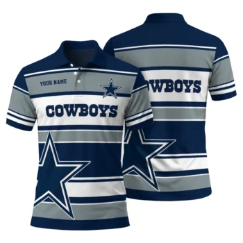 Dallas Cowboys Polo Shirt Custom Horizontal Blocks Blue Fashion Forward