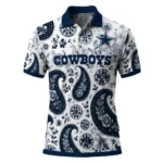 Dallas Cowboys Polo Shirt Custom Paisley Florals Blue White Best Selling