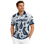 Dallas Cowboys Polo Shirt Custom Paisley Florals Blue White Best Selling