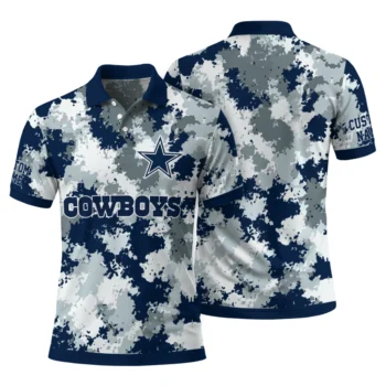 Dallas Cowboys Polo Shirt Customized Pixel Camo Blue Fashion Forward