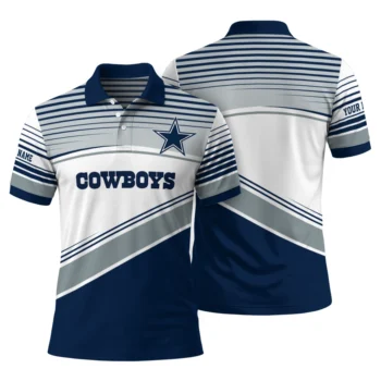 Dallas Cowboys Polo Shirt Customized Slanted Stripes Blue White Fashion Forward