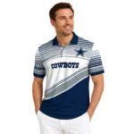 Dallas Cowboys Polo Shirt Customized Slanted Stripes Blue White Best Selling