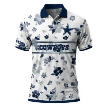 Dallas Cowboys Polo Shirt Personalized Floral Pinstripe Blue White Best Selling