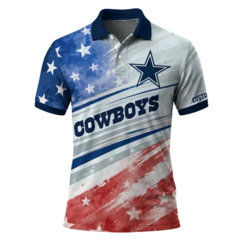 Dallas Cowboys Polo Shirt Personalized Star Stripes Red Blue Best Selling